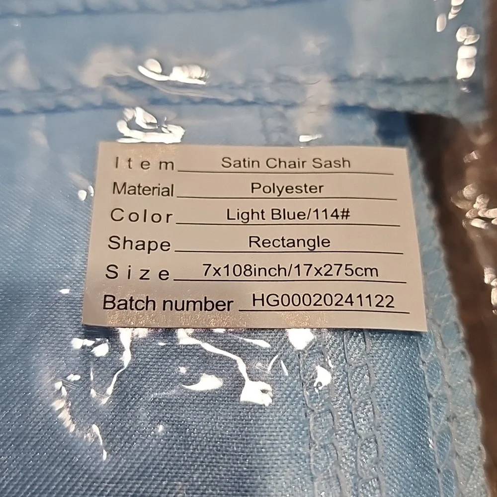 120 Baby Blue Satin Chair Bows/Sashes - 12 Packages Of 10 For Baby Or Wedding